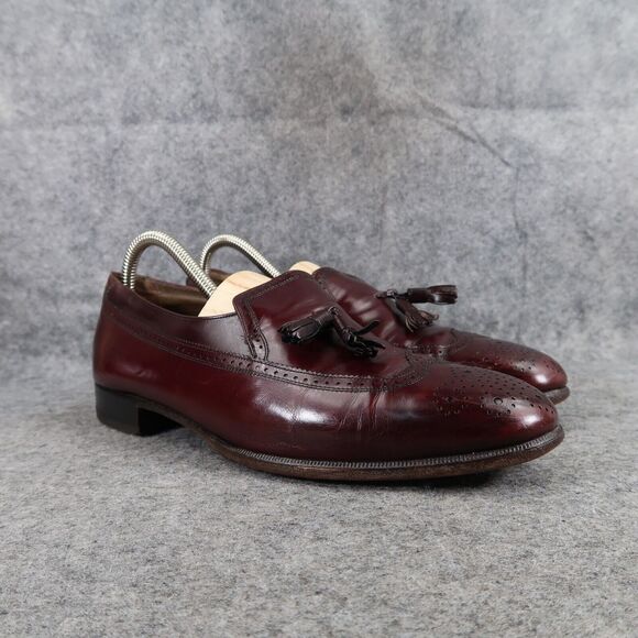 Bally Shoes Mens 8 Tassel Loafers Salisbury Wingtip Leather Brogue Classic Dress - Picture 1 of 15